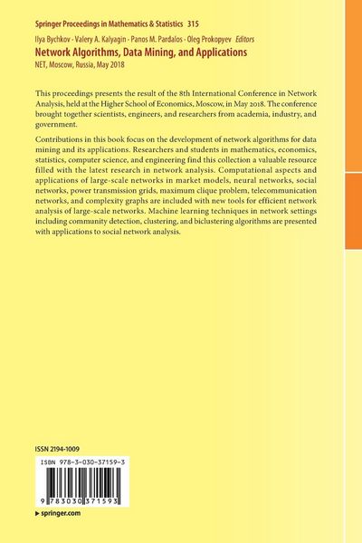 Produktbild: Network Algorithms, Data Mining, and Applications