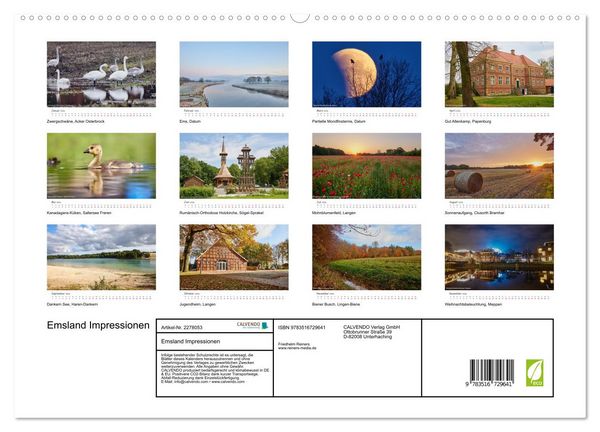 Produktbild: Emsland Impressionen (hochwertiger Premium Wandkalender 2026 DIN A2 quer), Kunstdruck in Hochglanz