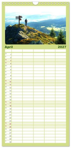 Produktbild: Familienplaner 2027 - Wandergl&uuml;ck - Momente der Freiheit in der Natur mit 5 Spalten (Wandkalender, 21 x 45 cm) CALVENDO