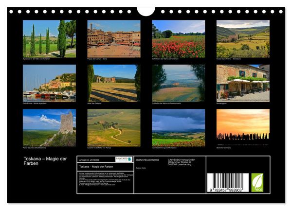 Produktbild: Toskana &ndash; Magie der Farben (Wandkalender 2026 DIN A4 quer), CALVENDO Monatskalender