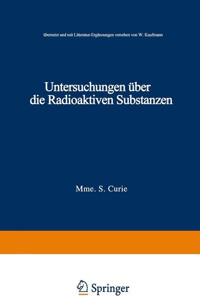 Produktbild: Untersuchungen &uuml;ber die Radioaktiven Substanzen