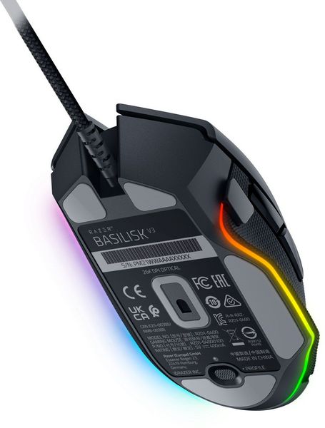 Produktbild: RAZER Basilisk V3 Ergonomische Gaming-Maus Kabelgebunden Optisch Schwarz 11 Tasten 26000 dpi Beleuchtet, Ergonomisch