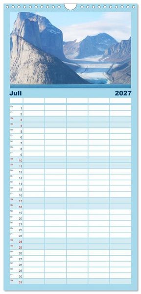 Produktbild: Familienplaner 2027 - Arktis und Antarktis - Eisig durch das Jahr mit 5 Spalten (Wandkalender, 21 x 45 cm) CALVENDO