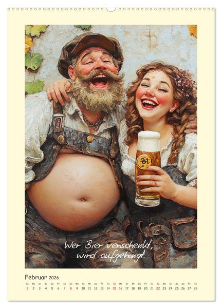 Produktbild: Bier, B&auml;uche, Spr&uuml;che. Spa&szlig; mit Hopfen und Malz (hochwertiger Premium Wandkalender 2026 DIN A2 hoch), Kunstdruck in Hochglanz
