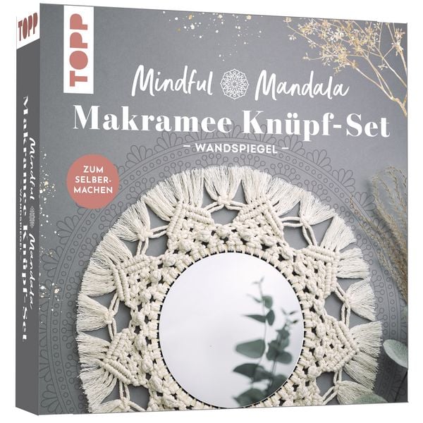 Produktbild: Mindful Mandala - Makramee-Kn&uuml;pf-Set: Wandspiegel. Mit Anleitung und Material zum Selberkn&uuml;pfen