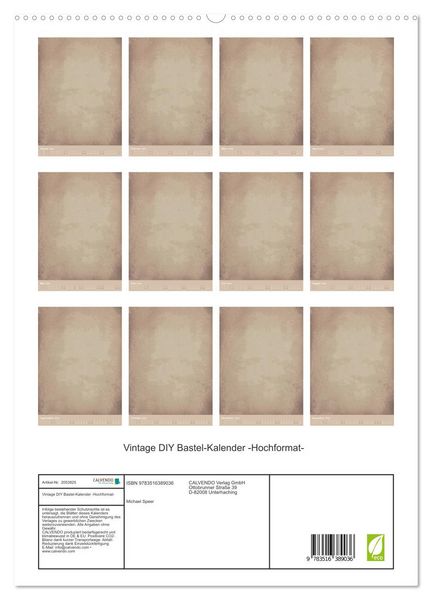 Produktbild: Vintage DIY Bastel-Kalender -Hochformat- (hochwertiger Premium Wandkalender 2026 DIN A2 hoch), Kunstdruck in Hochglanz
