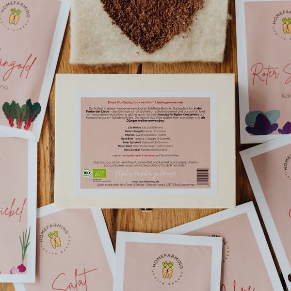 Produktbild: Saatgut Bio-Saatgutbox Lieblingsmensch in Holzbox