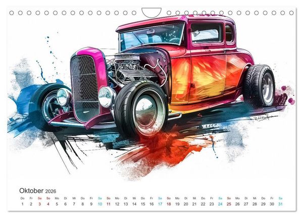 Produktbild: Hot Road - Oldtimer durch eine KI im neuen Gewand (Wandkalender 2026 DIN A4 quer), CALVENDO Monatskalender