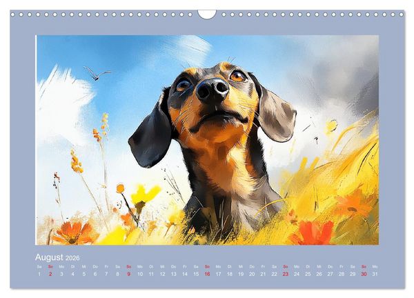 Produktbild: Dackelzauber. Charmante Begleiter im lieblichen Aquarell-Stil (Wandkalender 2026 DIN A3 quer), CALVENDO Monatskalender