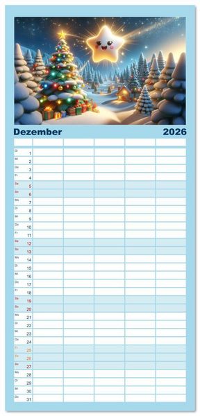 Produktbild: Familienplaner 2026 - Himmelsfunken: Der kleine Stern und seine Reisen mit 5 Spalten (Wandkalender, 21 x 45 cm) CALVENDO