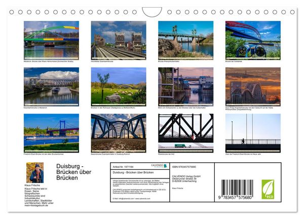 Produktbild: Duisburg - Br&uuml;cken &uuml;ber Br&uuml;cken (Wandkalender 2026 DIN A4 quer), CALVENDO Monatskalender