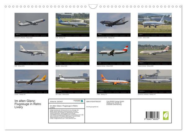 Produktbild: Im alten Glanz: Flugzeuge in Retro Livery (Wandkalender 2026 DIN A3 quer), CALVENDO Monatskalender