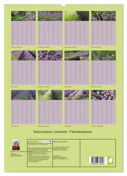 Produktbild: Naturzauber Lavendel - Familienplaner (hochwertiger Premium Wandkalender 2026 DIN A2 hoch), Kunstdruck in Hochglanz
