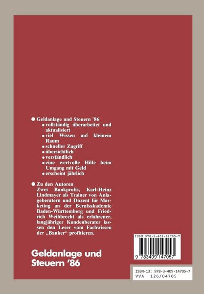 Produktbild: Geldanlage und Steuern &rsquo;86