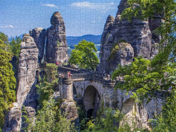 Produktbild: CALVENDO Puzzle Basteibr&uuml;cke in der S&auml;chsischen Schweiz | 1000 Teile Lege-Gr&ouml;&szlig;e 64x48cm Foto-Puzzle f&uuml;r gl&uuml;ckliche Stunden