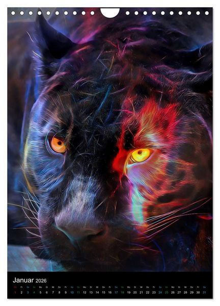 Produktbild: Raubkatzen - Artwork (Wandkalender 2026 DIN A4 hoch), CALVENDO Monatskalender