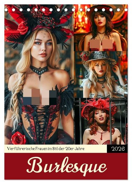 Produktbild: Burlesque. Verf&uuml;hrerische Frauen im Stil der 20er Jahre (Tischkalender 2026 DIN A5 hoch), CALVENDO Monatskalender