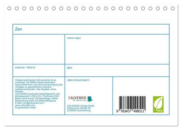 Produktbild: Zen (Tischkalender 2026 DIN A5 quer), CALVENDO Monatskalender