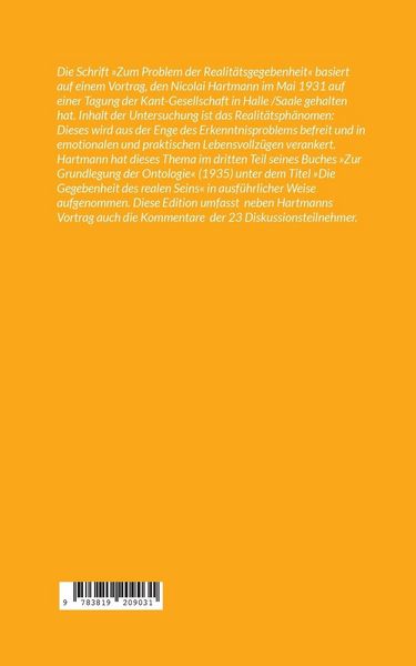 Produktbild: Nicolai Hartmann: Zum Problem der Realit&auml;tsgegebenheit