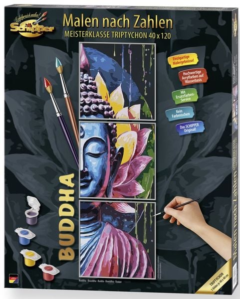 Schipper 609470916 - Malen nach Zahlen, Budda, Triptychon, 40 x 120 cm