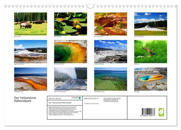 Produktbild: Der Yellowstone Nationalpark (Wandkalender 2026 DIN A3 quer), CALVENDO Monatskalender
