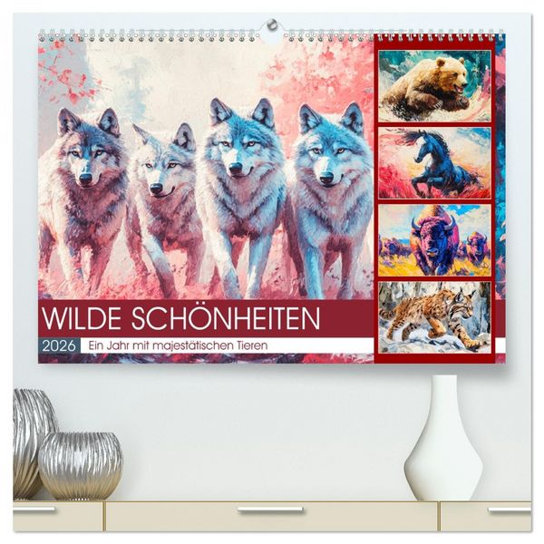 Produktbild: Wilde Sch&ouml;nheiten. Ein Jahr mit majest&auml;tischen Tieren (hochwertiger Premium Wandkalender 2026 DIN A2 quer), Kunstdruck in Hochglanz