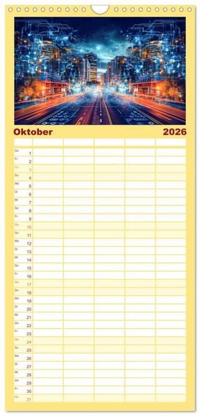 Produktbild: Familienplaner 2026 - Visuelle Reise in die digitale Welt mit 5 Spalten (Wandkalender, 21 x 45 cm) CALVENDO