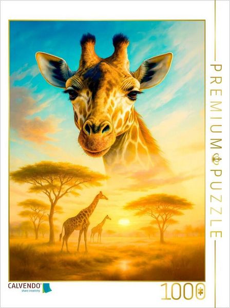 Produktbild: CALVENDO Puzzle Hoher Blick - Giraffe zwischen Licht und Baum | 1000 Teile Lege-Gr&ouml;&szlig;e 64x48cm Foto-Puzzle f&uuml;r gl&uuml;ckliche Stunden