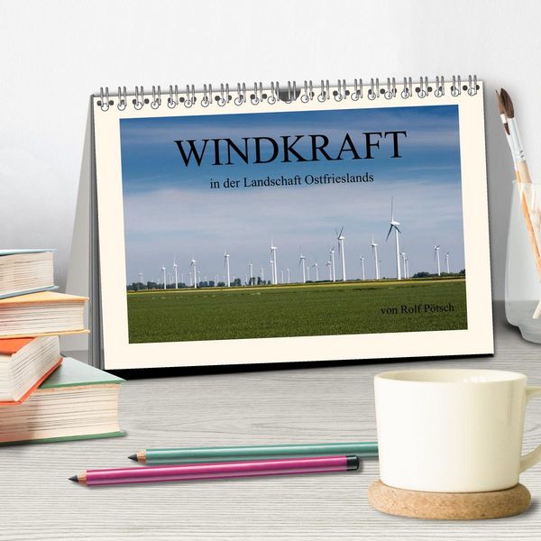 Produktbild: Windkraft in der Landschaft Ostfrieslands (Tischkalender 2026 DIN A5 quer), CALVENDO Monatskalender
