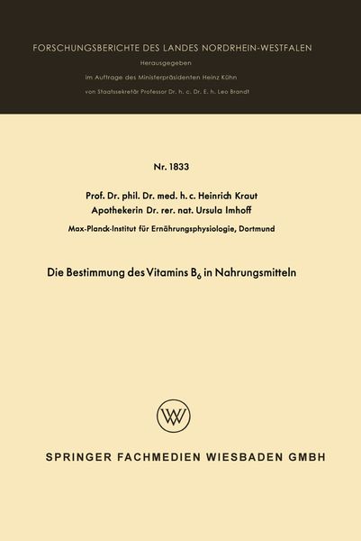 Produktbild: Die Bestimmung des Vitamins B6 in Nahrungsmitteln