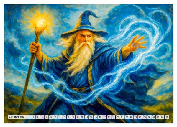 Produktbild: Magische Meister - Kalender &uuml;ber Zauberer und ihre Kr&auml;fte (Tischkalender 2026 DIN A5 quer), CALVENDO Monatskalender