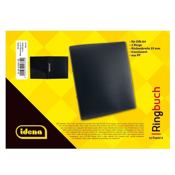 Produktbild: Idena Ringbuch PP 2 Ringe 35mm transluzent schwarz DIN A4