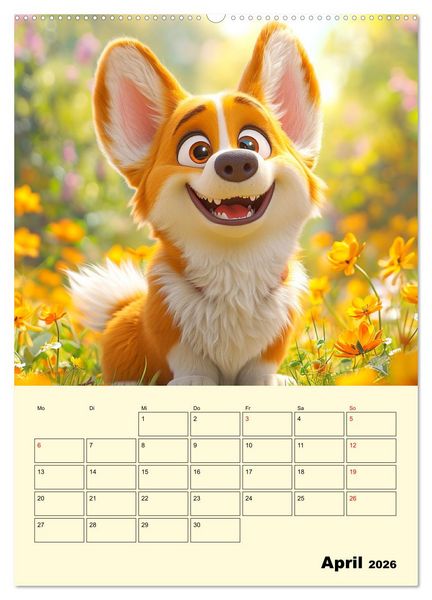 Produktbild: Entz&uuml;ckende Hunde. Liebliche Cartoons zum Schmunzeln (Wandkalender 2026 DIN A2 hoch), CALVENDO Monatskalender