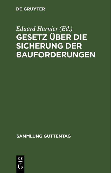 Produktbild: Gesetz &uuml;ber die Sicherung der Bauforderungen