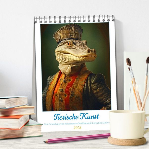 Produktbild: Tierische Kunst - Eine Sammlung von Renaissance-Gem&auml;lden mit tierischen Motiven (Tischkalender 2026 DIN A5 hoch), CALVENDO Monatskalender