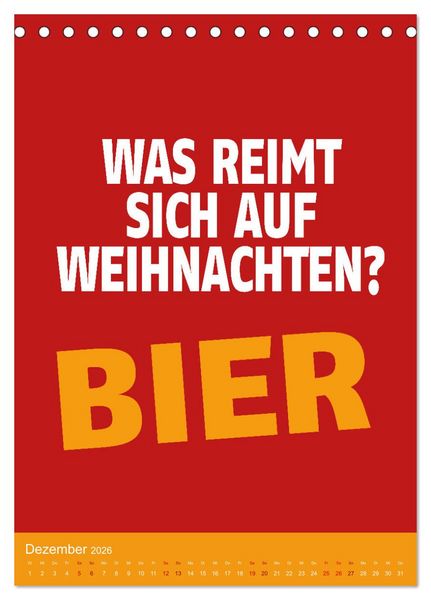 Produktbild: BIER Wandkalender -Trinken mit Stil (Tischkalender 2026 DIN A5 hoch), CALVENDO Monatskalender