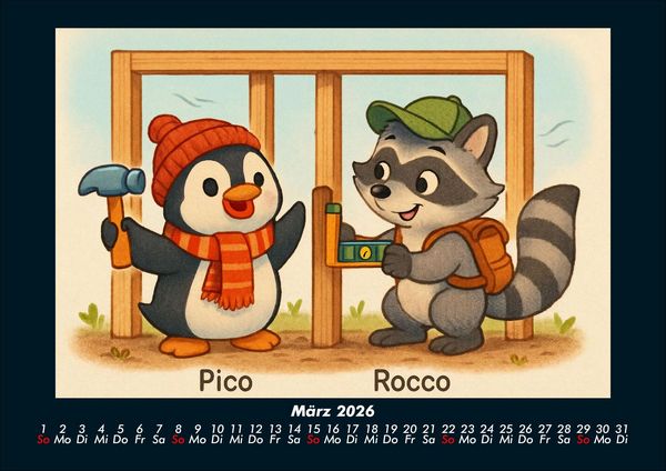 Produktbild: Pico & Rocco bauen ein Haus 2026 Fotokalender DIN A4