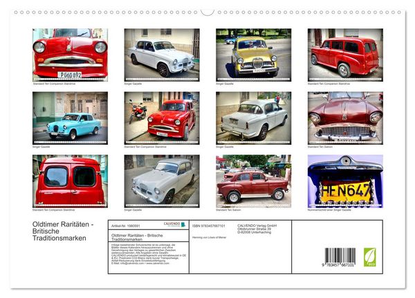Produktbild: Oldtimer Rarit&auml;ten - Britische Traditionsmarken (hochwertiger Premium Wandkalender 2026 DIN A2 quer), Kunstdruck in Hochglanz