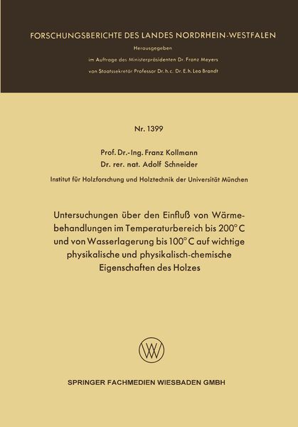 Produktbild: Untersuchungen &uuml;ber den Einflu&szlig; von W&auml;rmebehandlungen im Temperaturbereich bis 200&deg;C und von Wasserlagerung bis 100&deg;C auf wichtige physikalische und p