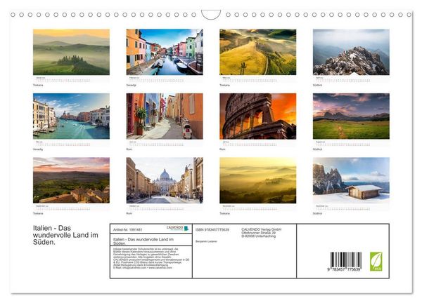 Produktbild: Italien - Das wundervolle Land im S&uuml;den. (Wandkalender 2026 DIN A3 quer), CALVENDO Monatskalender