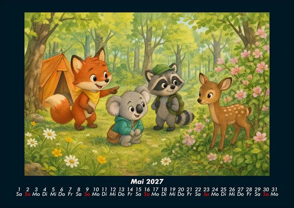 Produktbild: Camping-Abenteuer mit Finn, Kiki & Rocco 2027 Fotokalender DIN A4