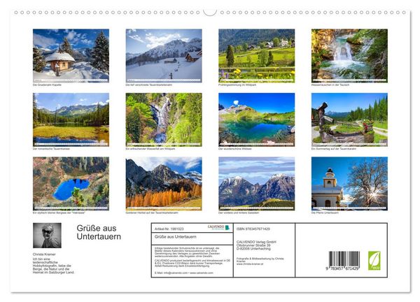 Produktbild: Gr&uuml;&szlig;e aus Untertauern (hochwertiger Premium Wandkalender 2026 DIN A2 quer), Kunstdruck in Hochglanz