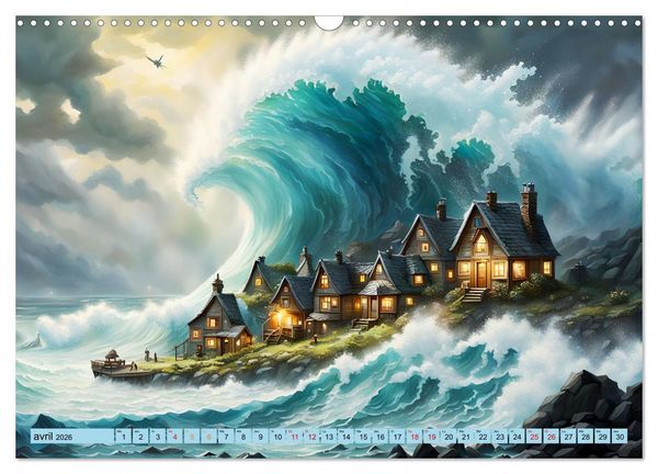Produktbild: Vagues en col&egrave;re (Calendrier mural 2026 DIN A3 vertical), CALVENDO calendrier mensuel