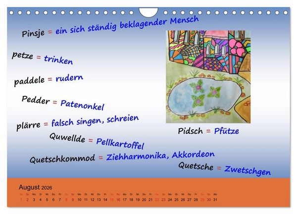 Produktbild: De Hessisch-Kalenner - hessisch babbele lerne in aam Johr (Wandkalender 2026 DIN A4 quer), CALVENDO Monatskalender