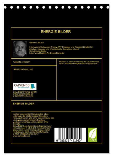 Produktbild: ENERGIE-BILDER (Tischkalender 2026 DIN A5 hoch), CALVENDO Monatskalender