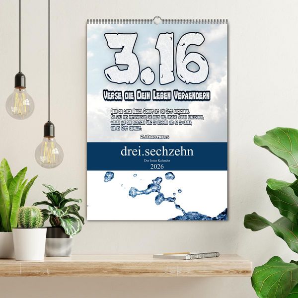 Produktbild: drei.sechzehn - Der Jesus Kalender (Wandkalender 2026 DIN A2 hoch), CALVENDO Monatskalender