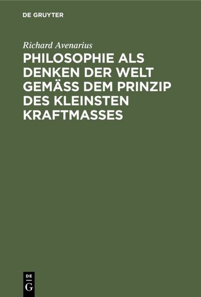 Produktbild: Philosophie als Denken der Welt gem&auml;&szlig; dem Prinzip des kleinsten Kraftma&szlig;es