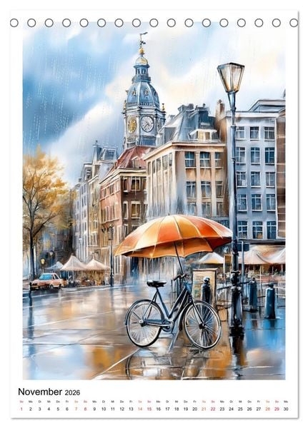 Produktbild: Amsterdam - Fahrr&auml;der, Giebel, Grachten (Tischkalender 2026 DIN A5 hoch), CALVENDO Monatskalender