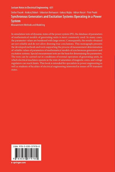Produktbild: Synchronous Generators and Excitation Systems Operating in a Power System