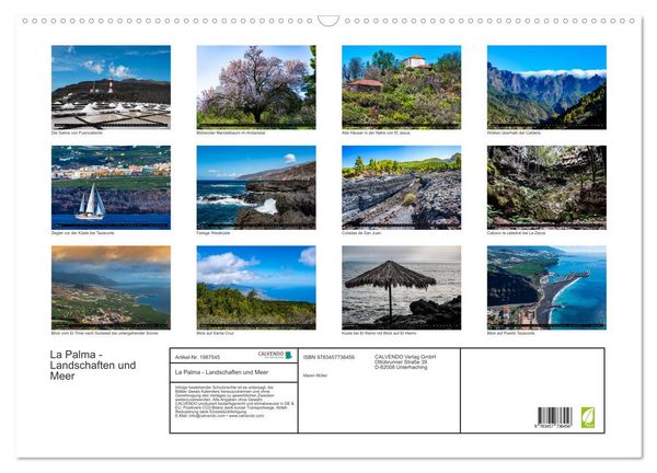 Produktbild: La Palma - Landschaften und Meer (Wandkalender 2026 DIN A2 quer), CALVENDO Monatskalender